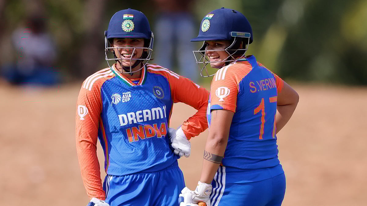 BCCI Women  : Smriti Mandhana (first from left) and Shafali Verma during the India vs Bangladesh Women's Asia Cup 2024 Semi-Final match on July 26, Friaday. 